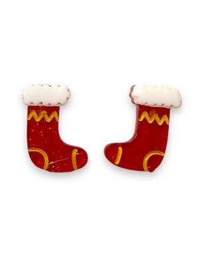 Lipstick & Chrome Itty-Bitty Stocking Earrings